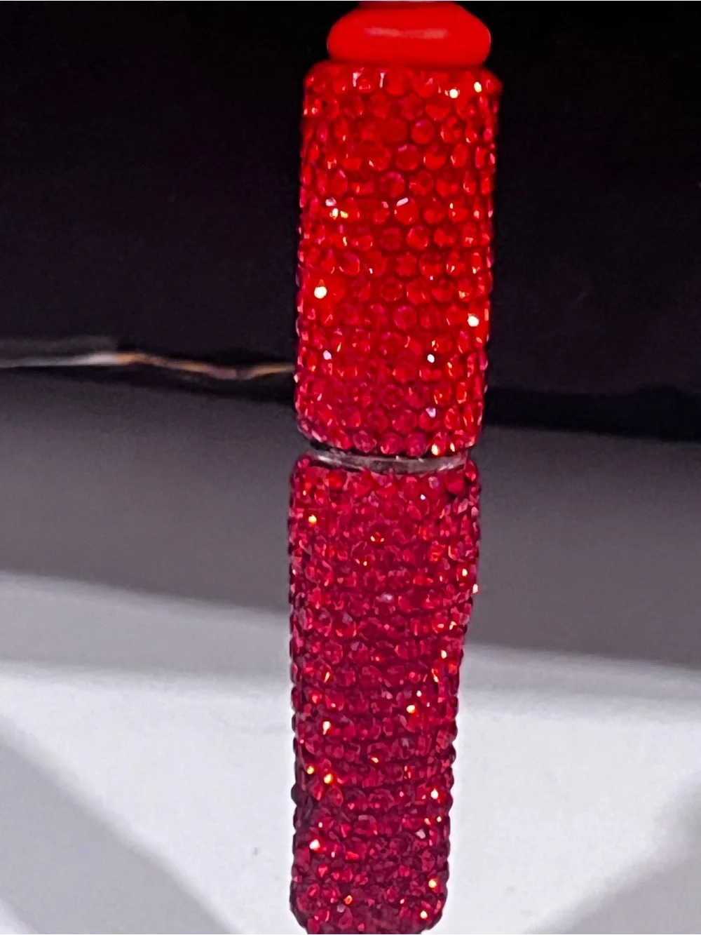 Designer inspired bright red monogram focal fancy beaded pen